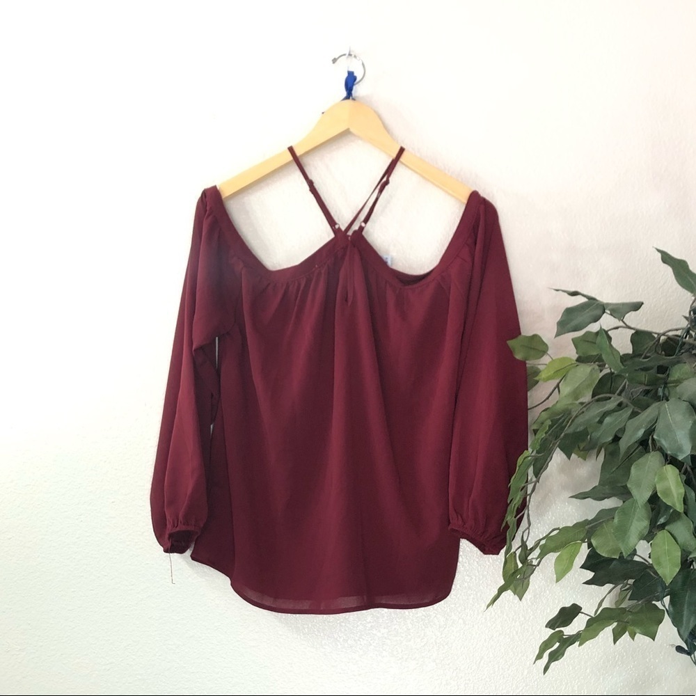 Nwt Miss Match Burgundy Cold Shoulder Top — image 6 of 6